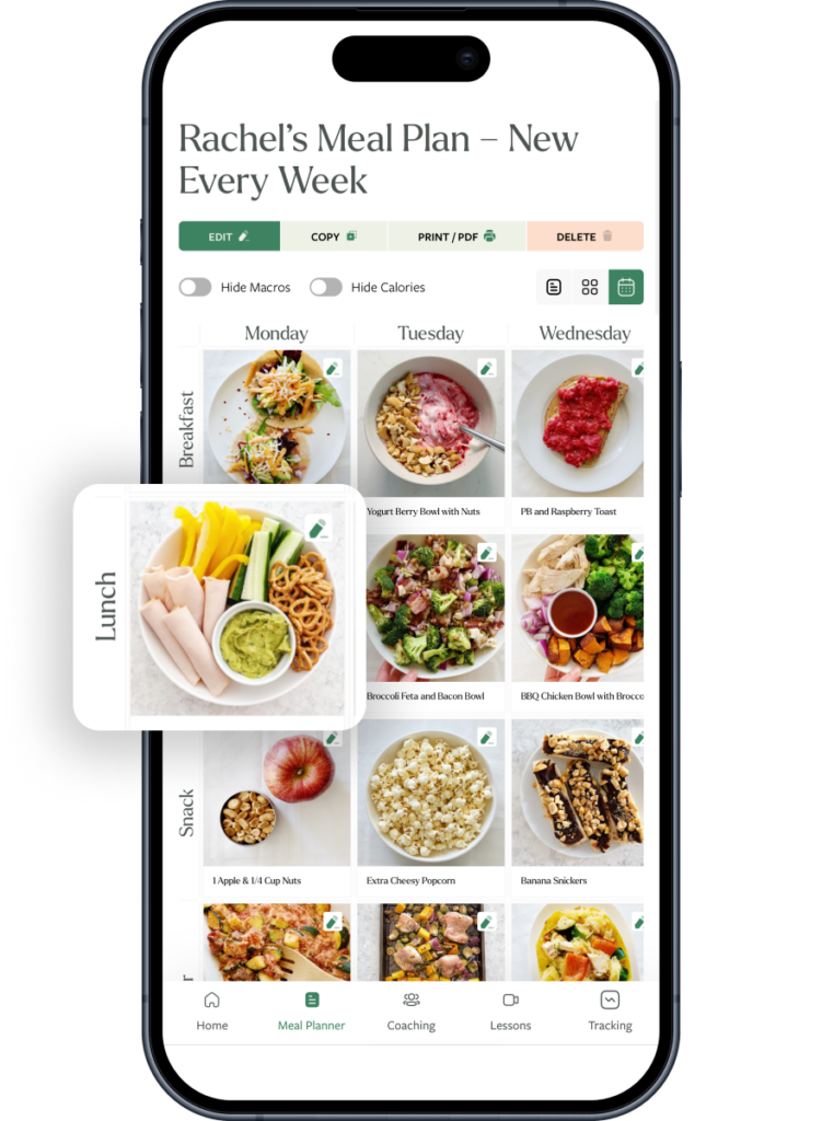 phone with best body meal plan on screen