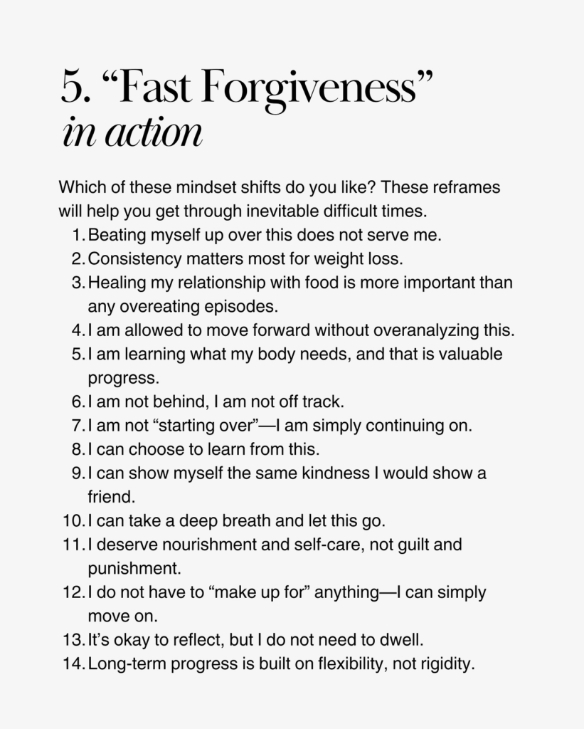 Motivational quote card reminding to forgive slip-ups and stay consistent.