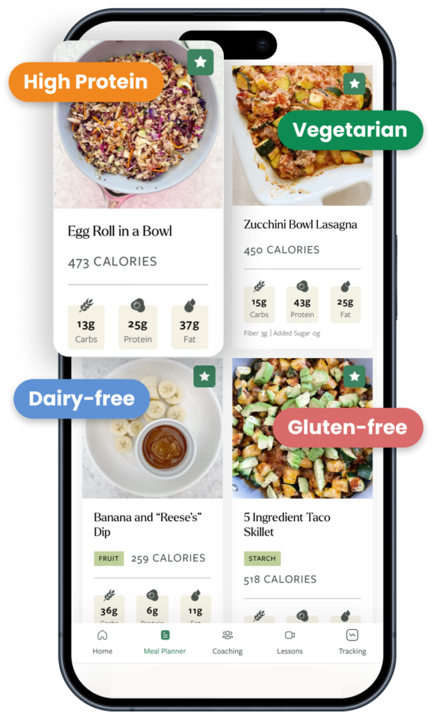 Image of the Best Body app showing customizable dietary filters for meal planning