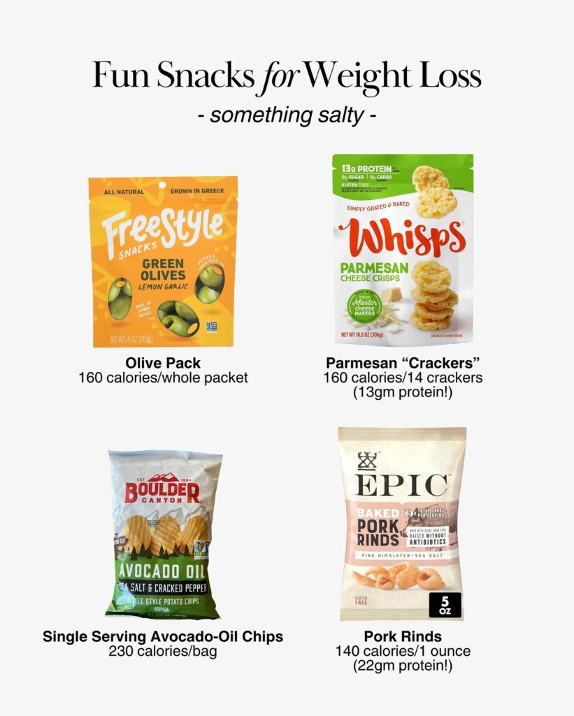 Salty snack options for weight loss with portion-aware calorie counts.