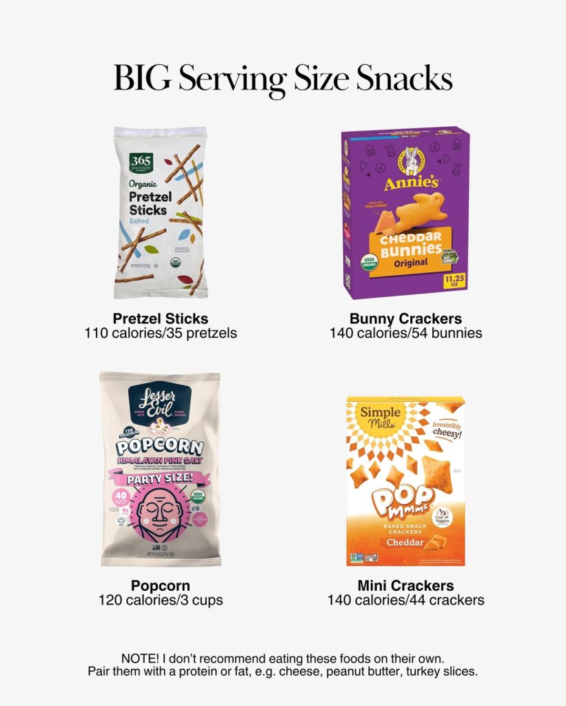 Alt text: Large portions of crunchy snacks like pretzels, popcorn, and mini crackers.