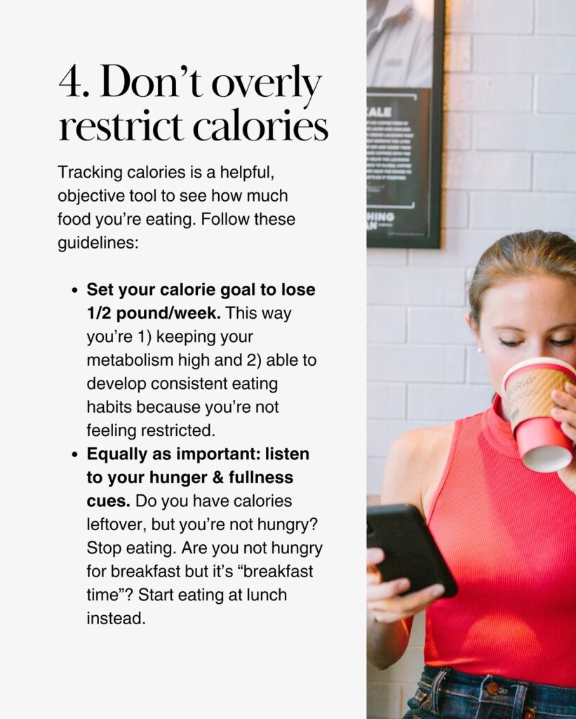 Dr. Rachel Paul drinking coffee while reviewing calorie tracking