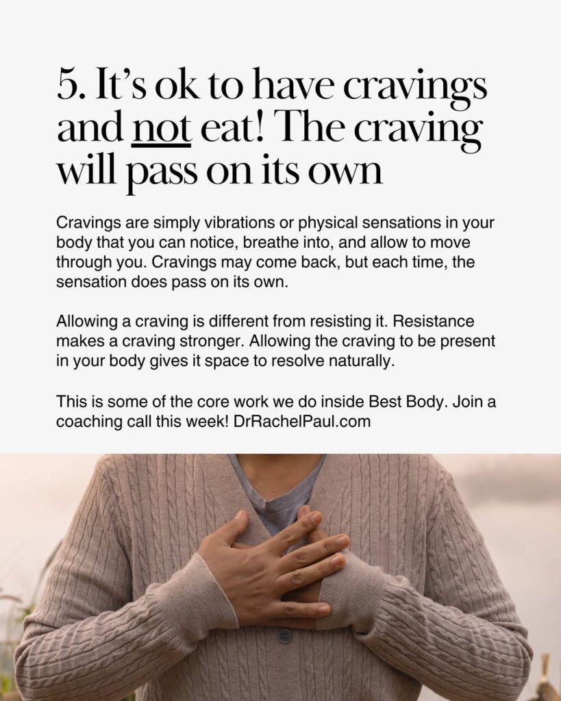 Person placing hands over chest representing mindfulness and allowing cravings to pass naturally.