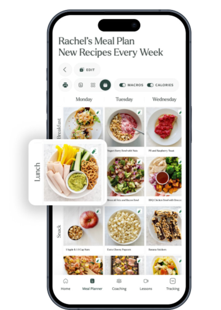 iPhone screenshot of meal plans