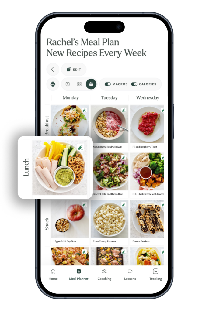 iPhone screenshot of meal plans